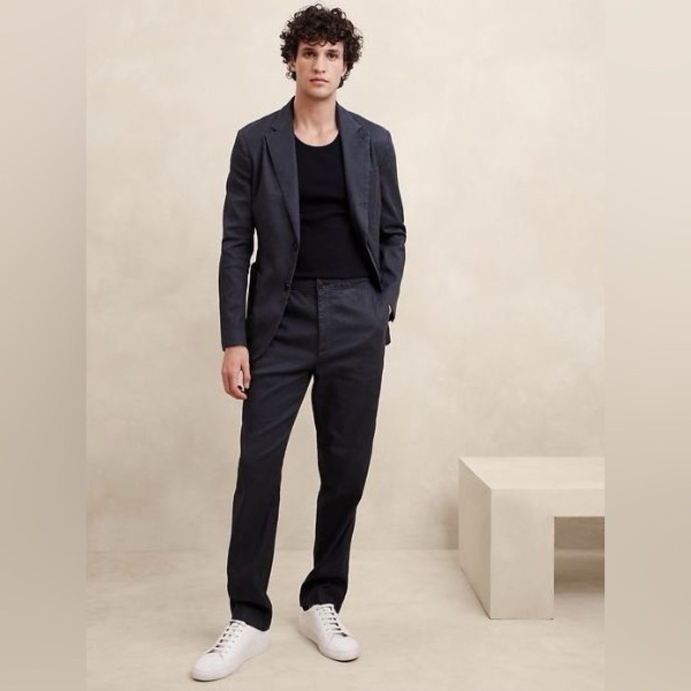NWT! Banana Republic Dark Navy Traveler Linen-Cotton Blazer - Size 36 🧤 - Picture 5 of 5